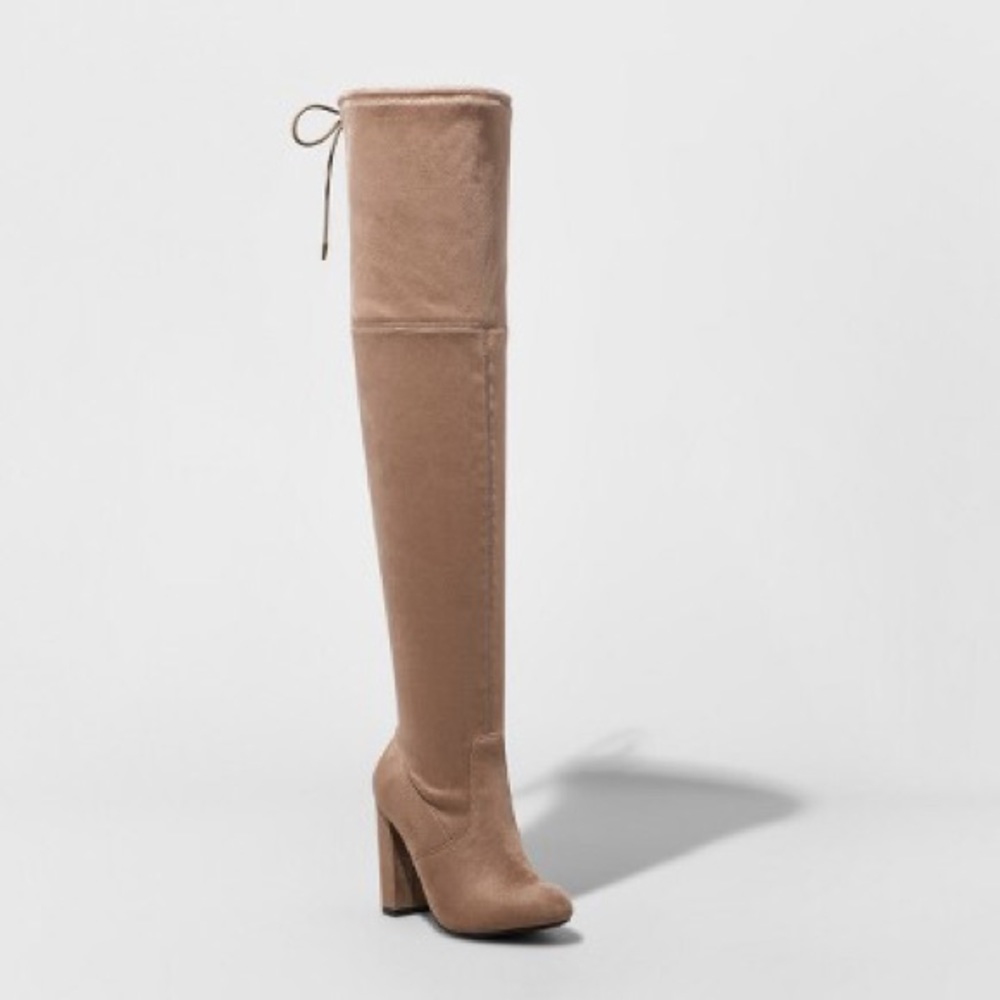 Over the knee suede heel boots